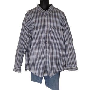 Vintage Levis Brushpopper Button‎ Up Shirt Men Sz XL Plaid Striped 80s Western